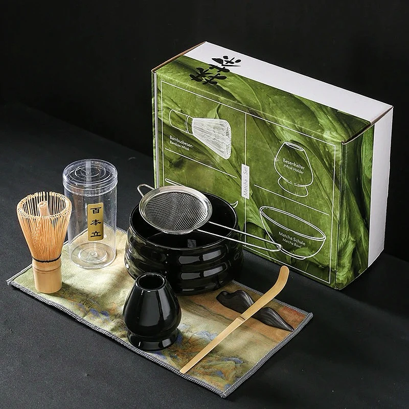 

4 7 PCS Bamboo Matcha Whisk Set Ceramic Tea Bowl Traditional Japanese Tea Making Tools Home Kitchen Accessories Gift