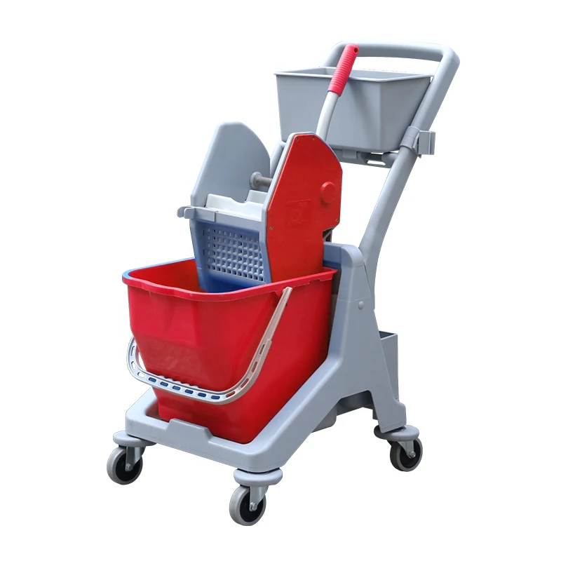 Hotel Hospital Janitorial Equipment Pp Bucket Cleaning Trucks Wet Cleaning Single Mop Bucket Wringer Trolley