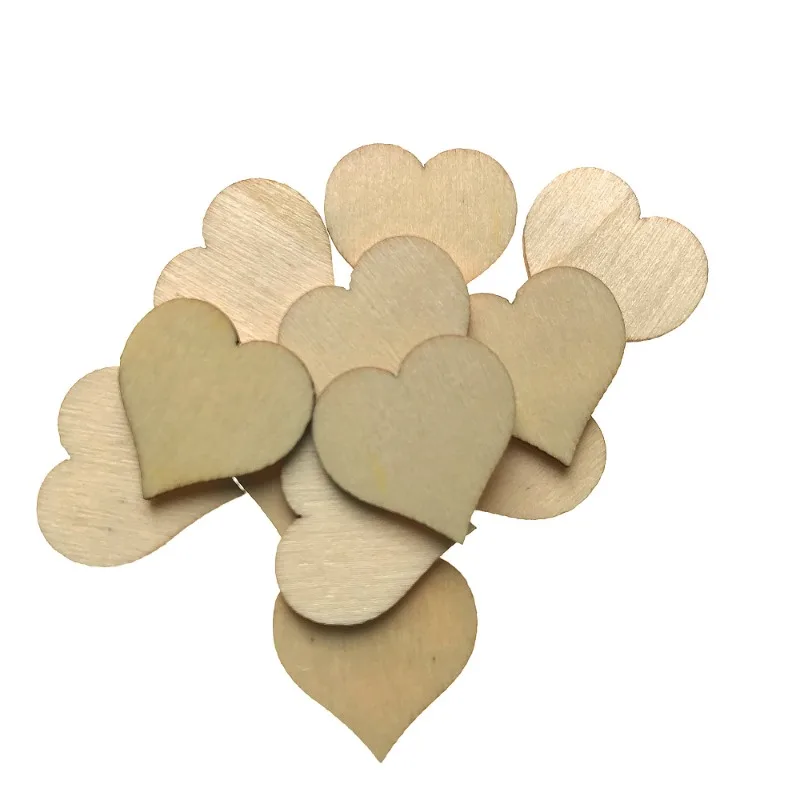 100pcs Wood Hearts for Crafts Unfinished Wooden Heart Cutouts Pieces for Wedding Guest Book,Valentine'Day Craft and Deccorations