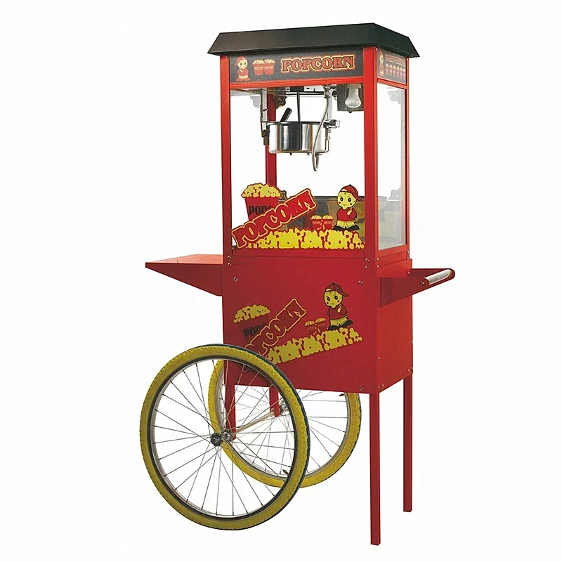 220V popcorn machine commercial tempered glass belt cart movie theater KTV popcorn machine luxury roof popcorn machine