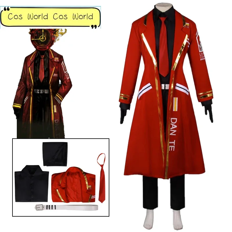 Gioco Limbus Company Dante DURANTE costumi Cosplay Anime Uniform abbigliamento giacca lunga rossa costumi di carnevale di Halloween uomo donna