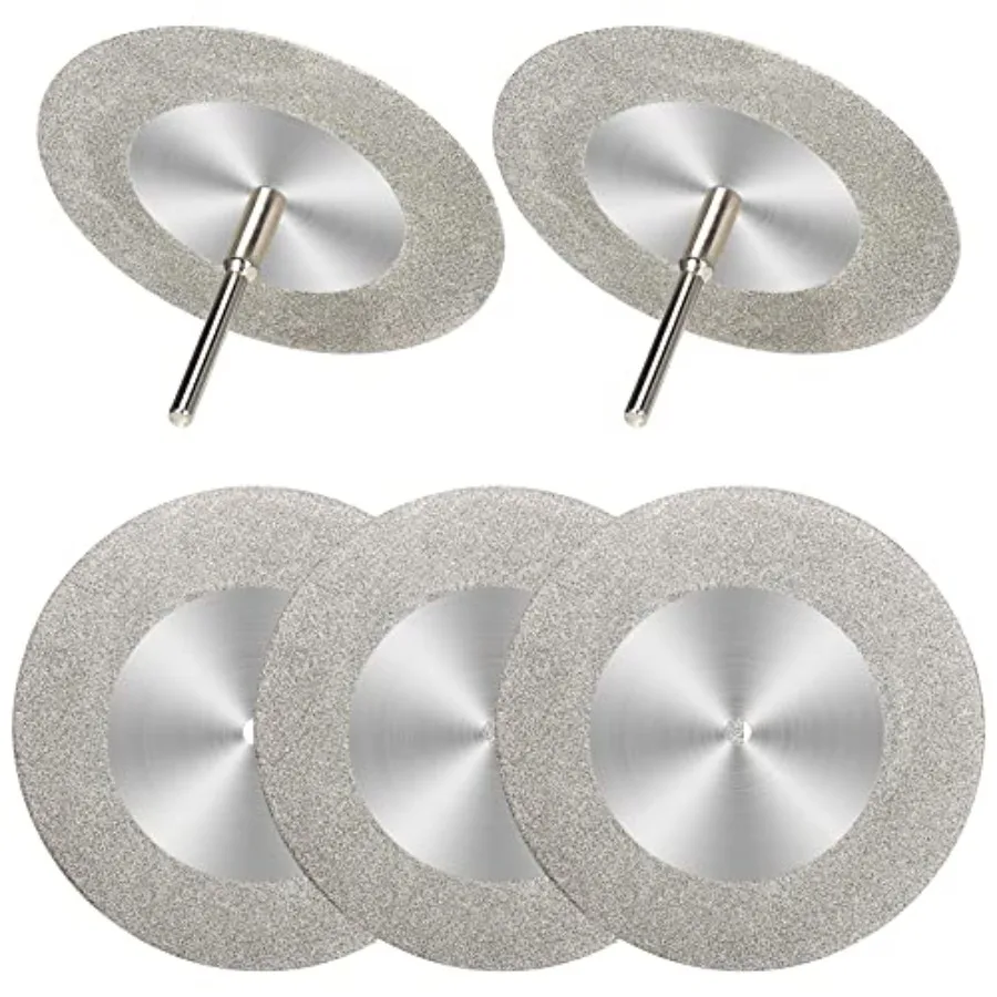 

5Pcs 60mm Diamond Cutting Disc Cut Off Wheels with 5Pcs Mandrel 1/8'' Shank Stone Blade for Rotary Tool Drill Attachment Cuttin