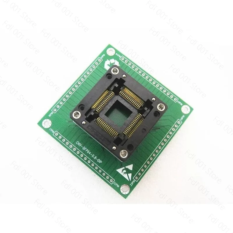QFP64 Pitch 0.8mm IC Test Socket Adapter for ATmega128 ATmega64 Microcontroller Programming and Debugging
