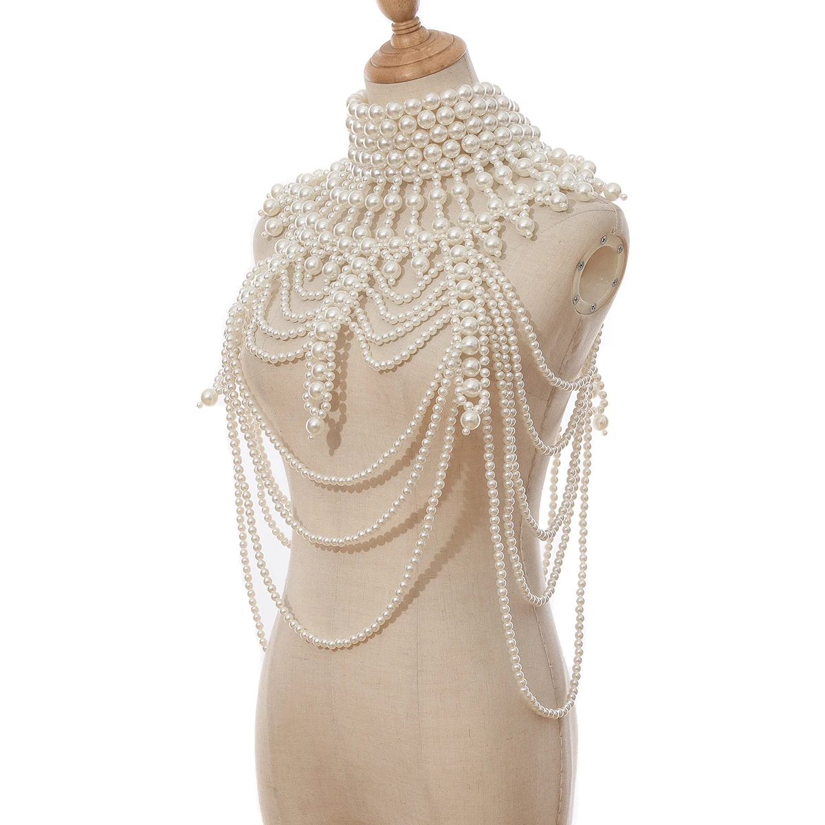 HP Pearl Necklace Handmade Beaded Luxury Dress Accessories Retro Party Body Chain Choker Women Jewelry image 4