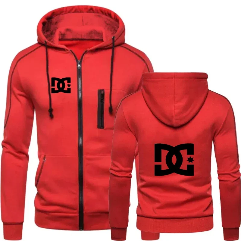 2025 جديد سترة غير رسمية هوديي تيار مستمر مطبوعة ملابس رياضية رجالية موضة قلنسوة بسحاب الصلبة الرجال ملابس رياضية ملابس رياضية دافئة غير رسمية