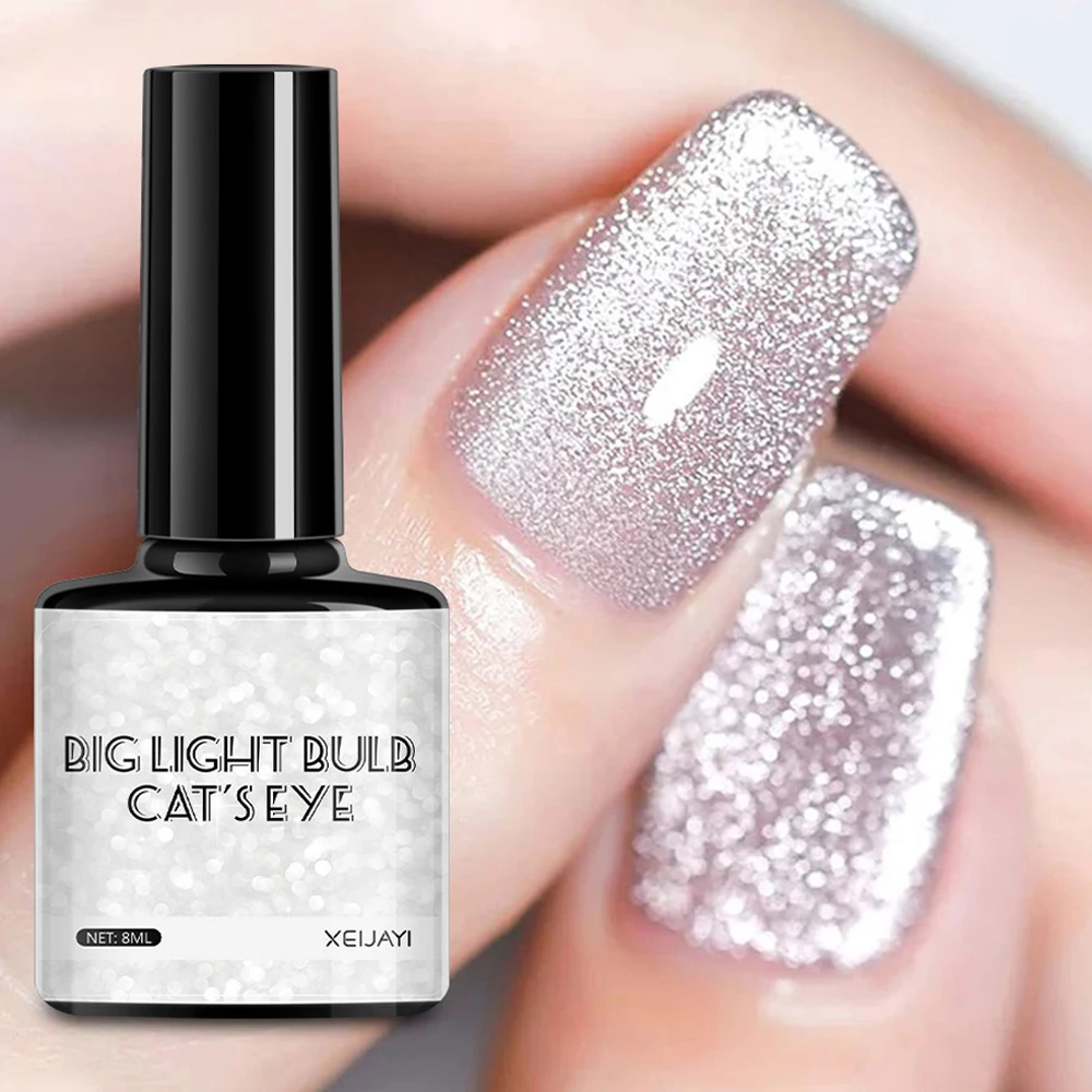 

8g Big Light White Bulb Cat Eye Nail Gel Polish Semi Permanent Magnetic Gel Nail Polish Soak New White Spar Cat Eye Nail Polish