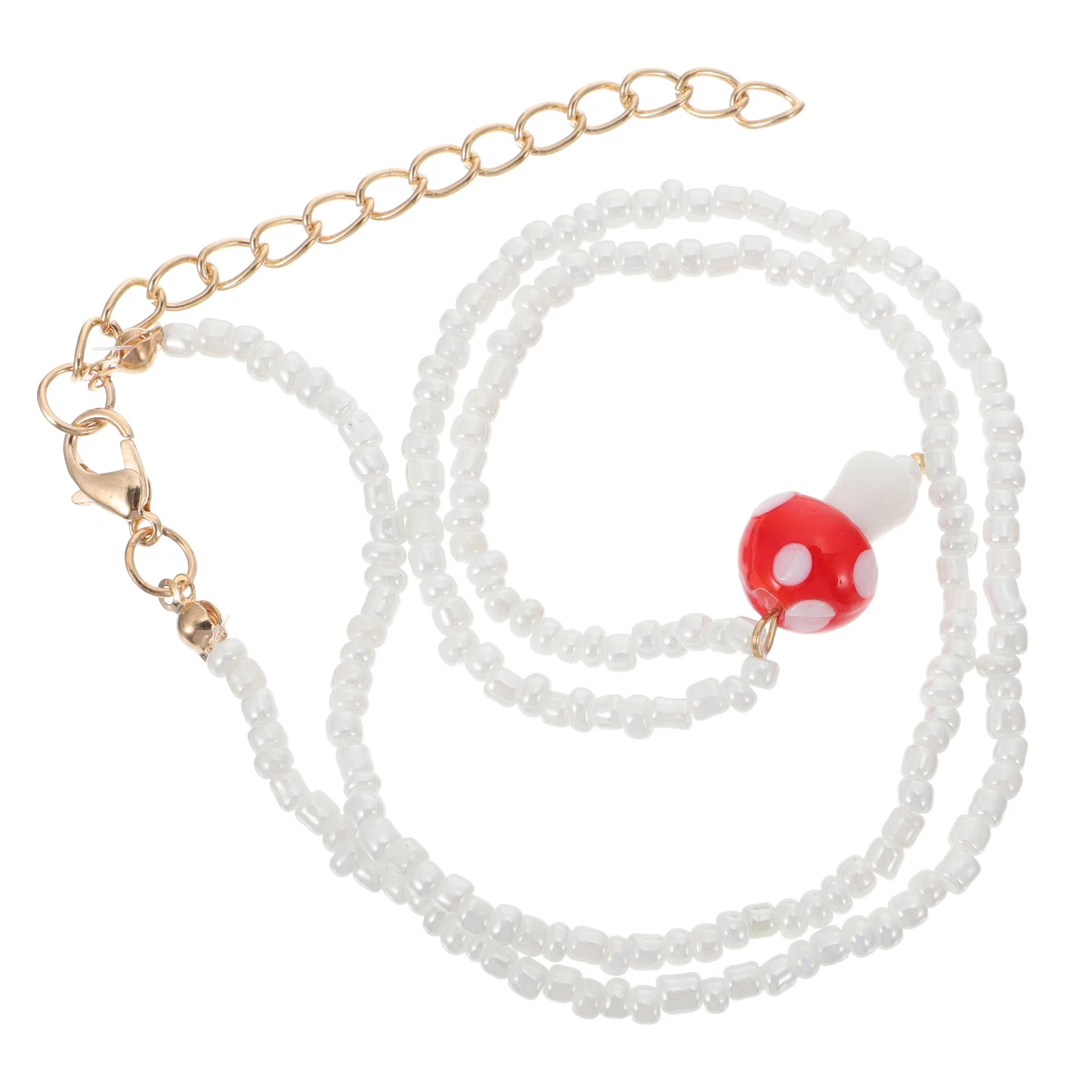 

1Pcs Elegant Mushroom Bead Necklace Premium Clavicle Chain Simple Style Pendant Jewelry for Women Fashionable Daily Party Wear