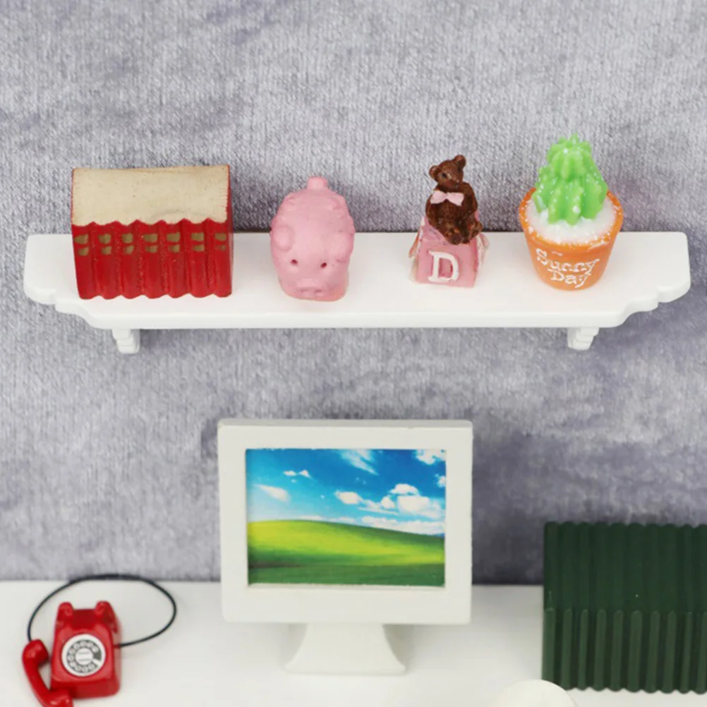 

1pc Creative Wooden Storage Rack Desk ganizer Bedside Shelf Dollhouse Decoration Model Toy for Graduation Project
