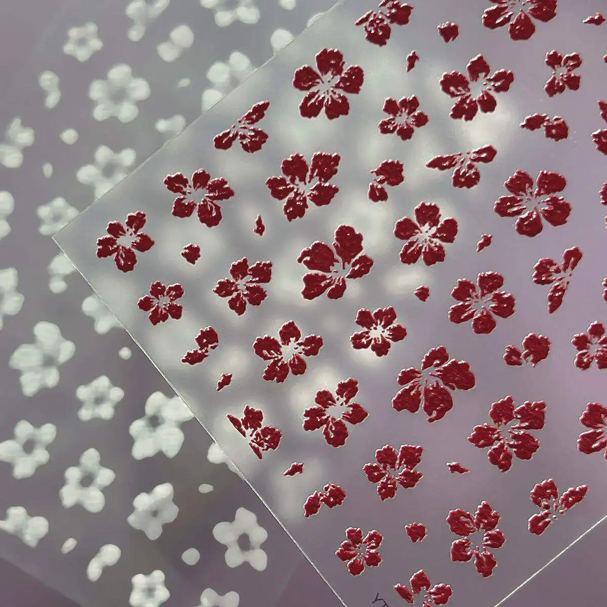 Nail Art Red - 3D Relief Dried Flower Five Petal