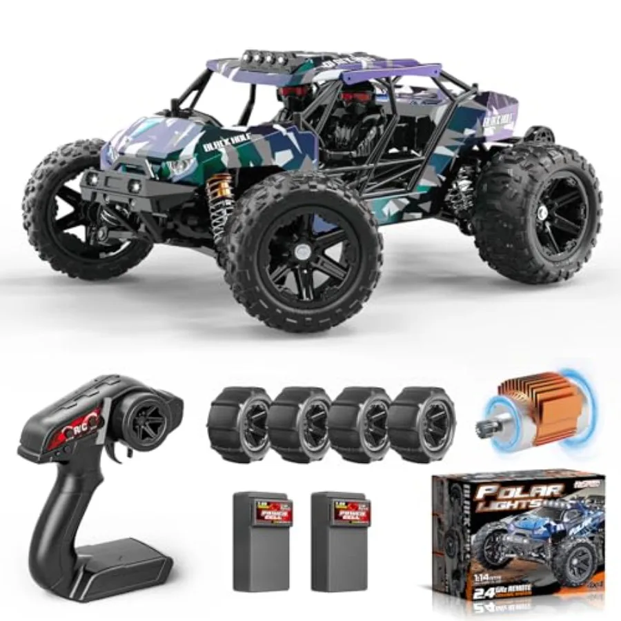 

RC Cars for Adults Boys: 1:14 Desert 4WD Off-Road RC Truck, High-Speed 40 km/h, 4x4 Remote Control Car with 2 Rechargeable 1300