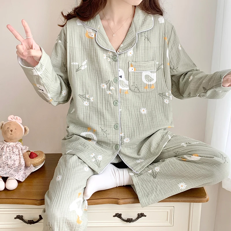 

100% Cotton Double Gauze Maternity Nursing Sleepwear Sets Spring Summer Breastfeeding Pajamas Night Wear Pregnancy Home Hospital