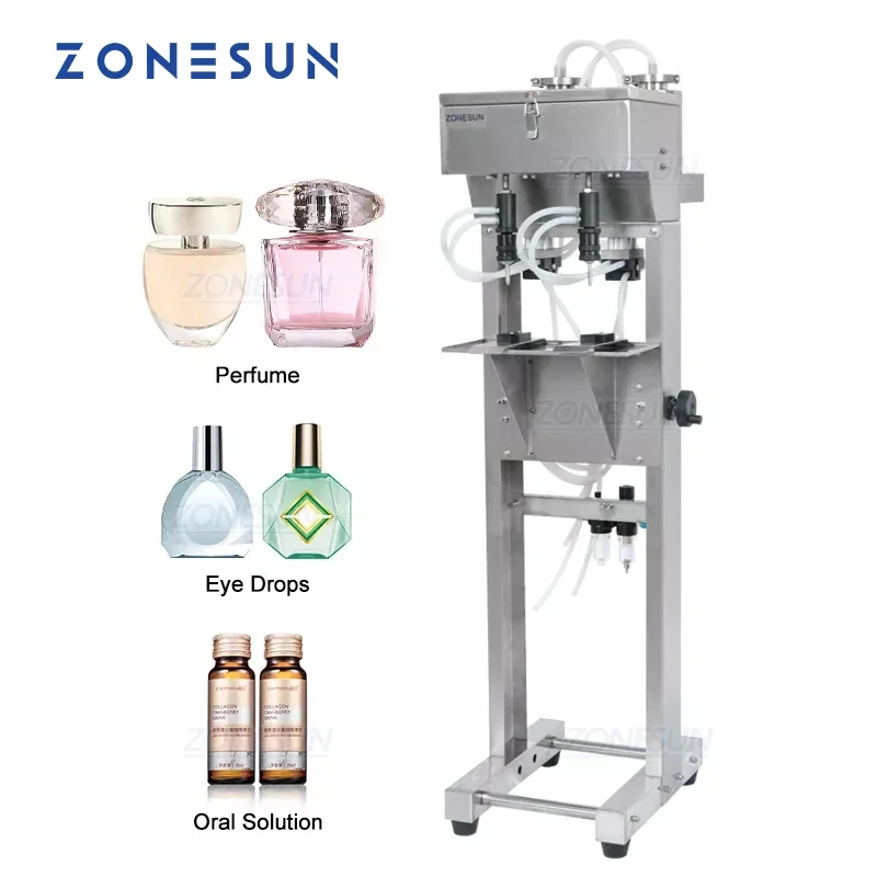 ZONESUN Vacuum Liquid Perfume Filling Machine Milk Water Eyewash Cosmetics Beverage Pneumatic Filler Bottle Filling Equipment