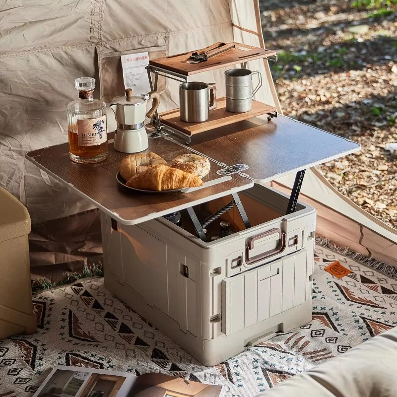 Heavy-duty outdoor storage box foldable desktop food-grade safety material, suitable for lakeside camping fruit snack supply