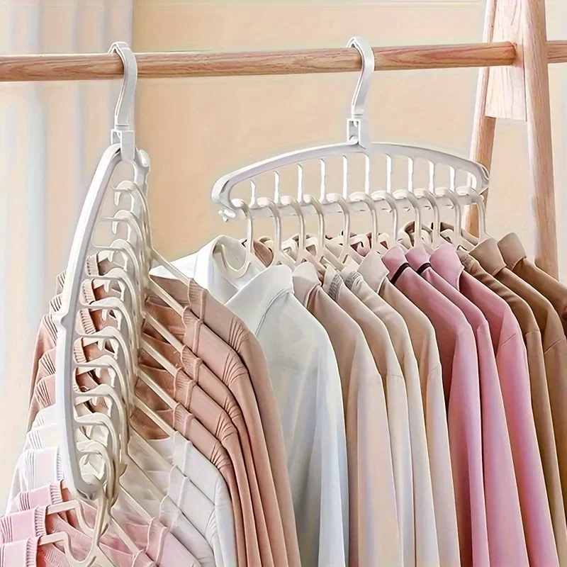 1pc 11 hole multifunctional traceless clothes hanger, clothes hanging rack, bedroom wardrobe storage artifact