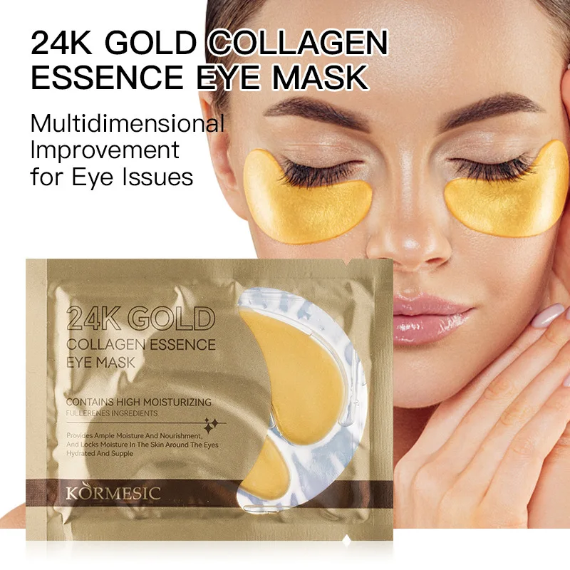 KORMESIC 24K Golden Carystal colágeno máscara de ojos anti ojeras bolsas de ojos antienvejecimiento arrugas parches hidratantes para los ojos