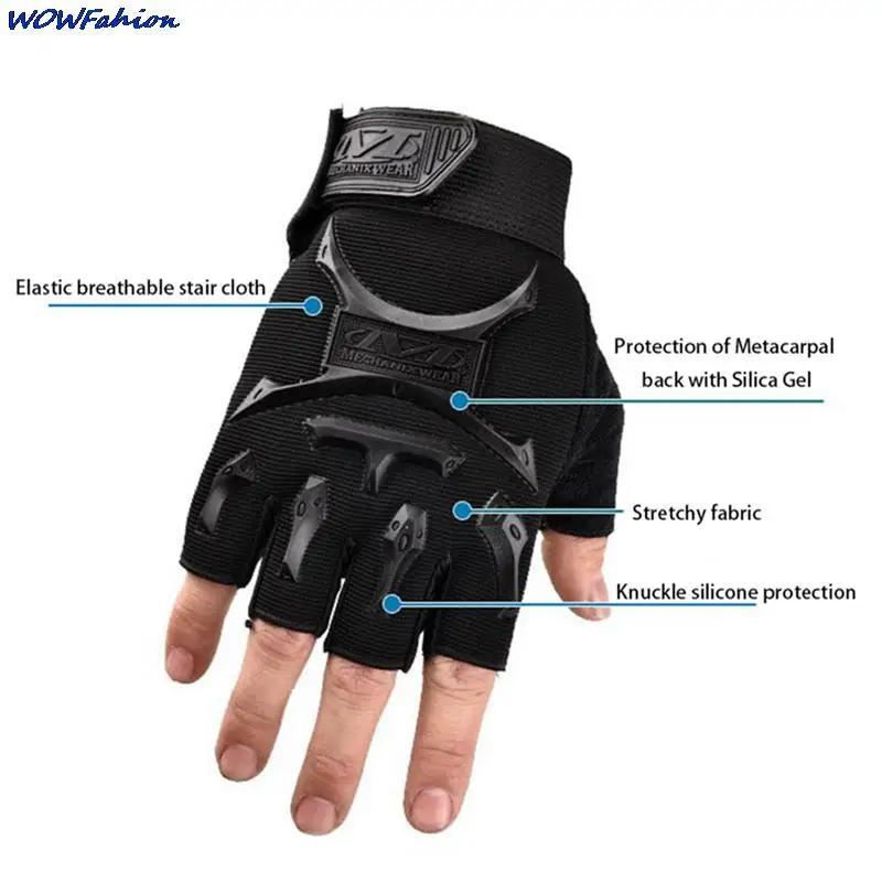 Children Cycling Gloves Kids Half Finger Gloves Elastic Non-slip Gloves Outdoor CS Riding Camouflage Mittens