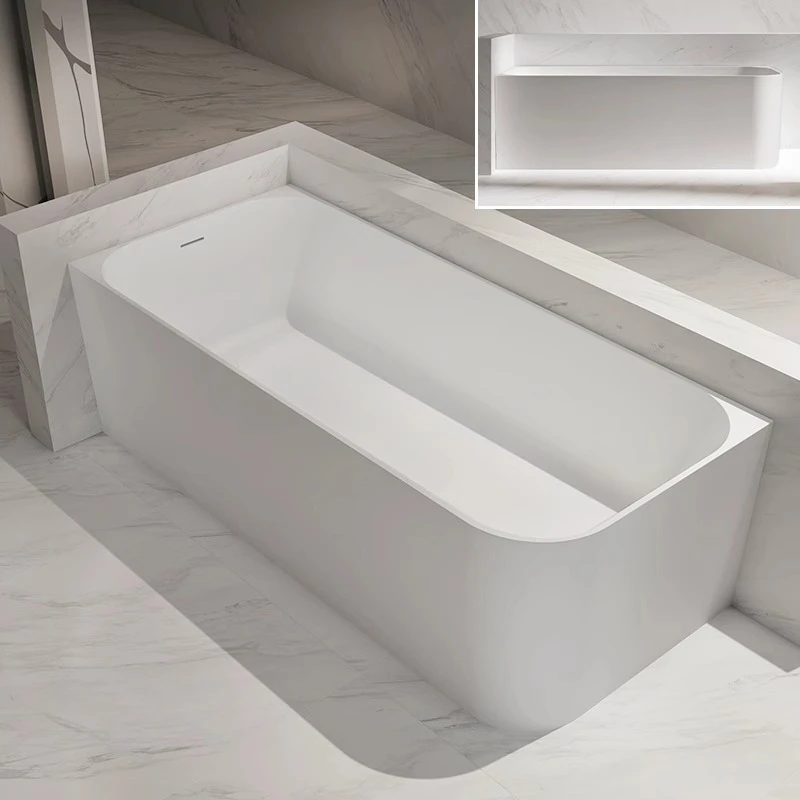 4Independent artificial stone bathtub Household polymer left and right skirt corner small apartment bathtub