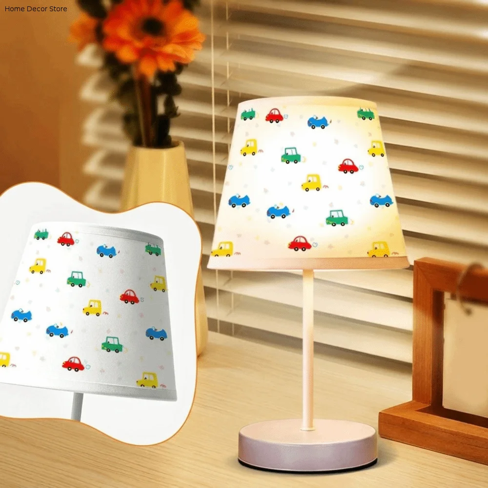 Soft Fabric Car Table Lamp Non-Glare Lighting Lightweight Material Bedside Desk Lamp Cartoon Appearance Stable Base
