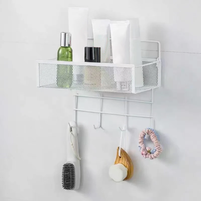 1Pc便携式 Hanging Wall-Mounted Storage Rack No-Drilling Bathroom Onion Garlic Seasoning Organizer Kitchen Storage Basket image 3