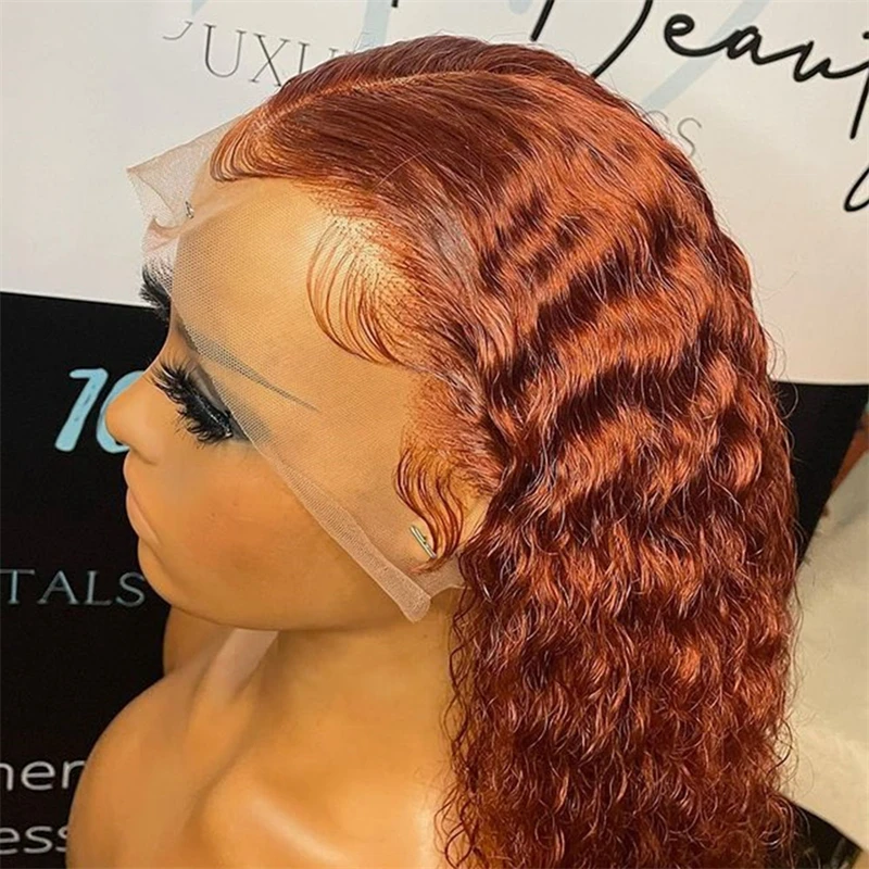 Leimlos weich 26 "lange verworrene lockige orange 180 Dichte Spitze Front Perücke für schwarze Frauen Babyhair täglich vor gezupft hitze beständig