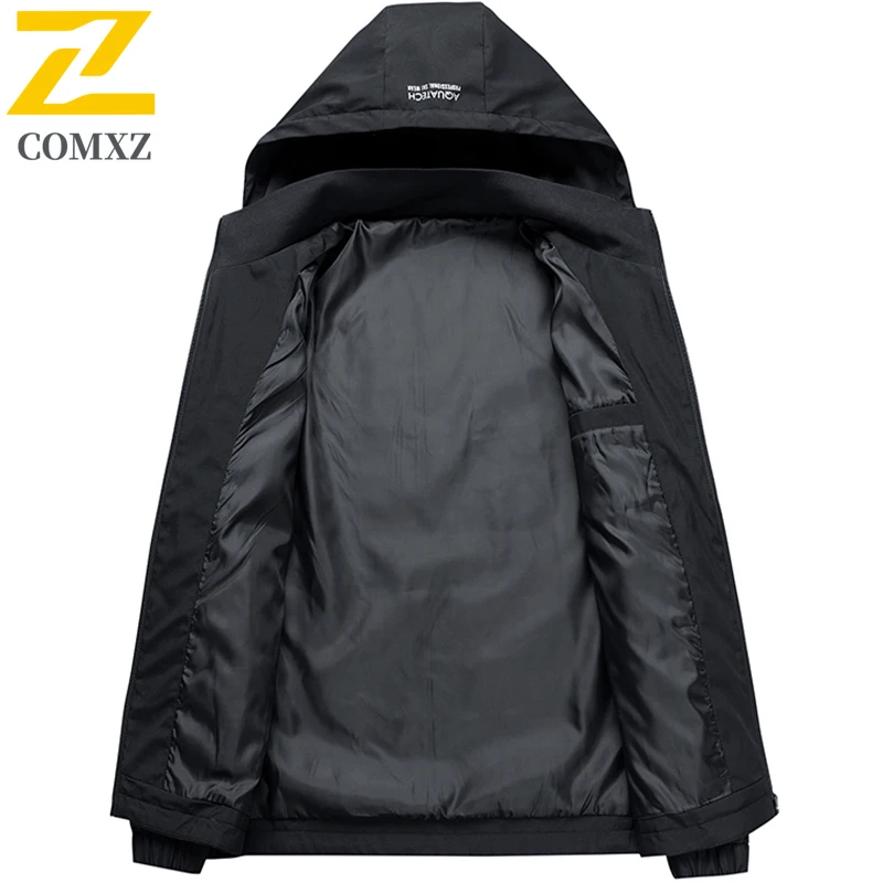 Autumn Men's Hooded Jackets high quality Casual Solid Color Zipper Pocket Windproof Jacket Outdoor Sports Running Hooded Coat