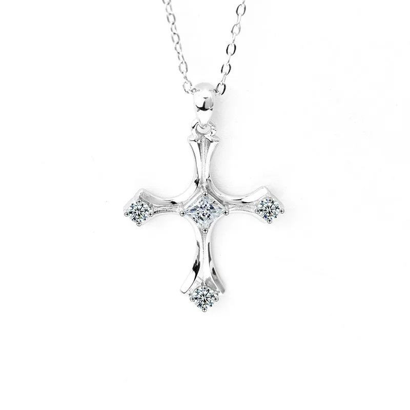 

ZFSILVER классический муассанит модный квадратный крест ожерелье s925 стерлингового серебра для подвесок женские модные вечерние ювелирные изделия подарок XMA047