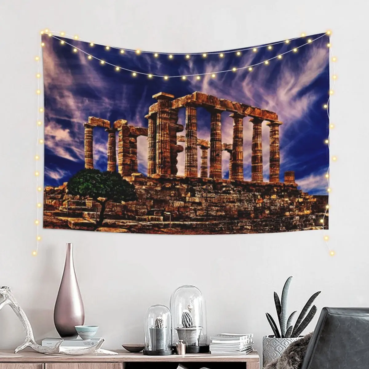 Temple Of Poseidon Greek Ruins Fine Art Print Tapestry Wall Mural Decoration For Rooms Wall Deco Tapestry