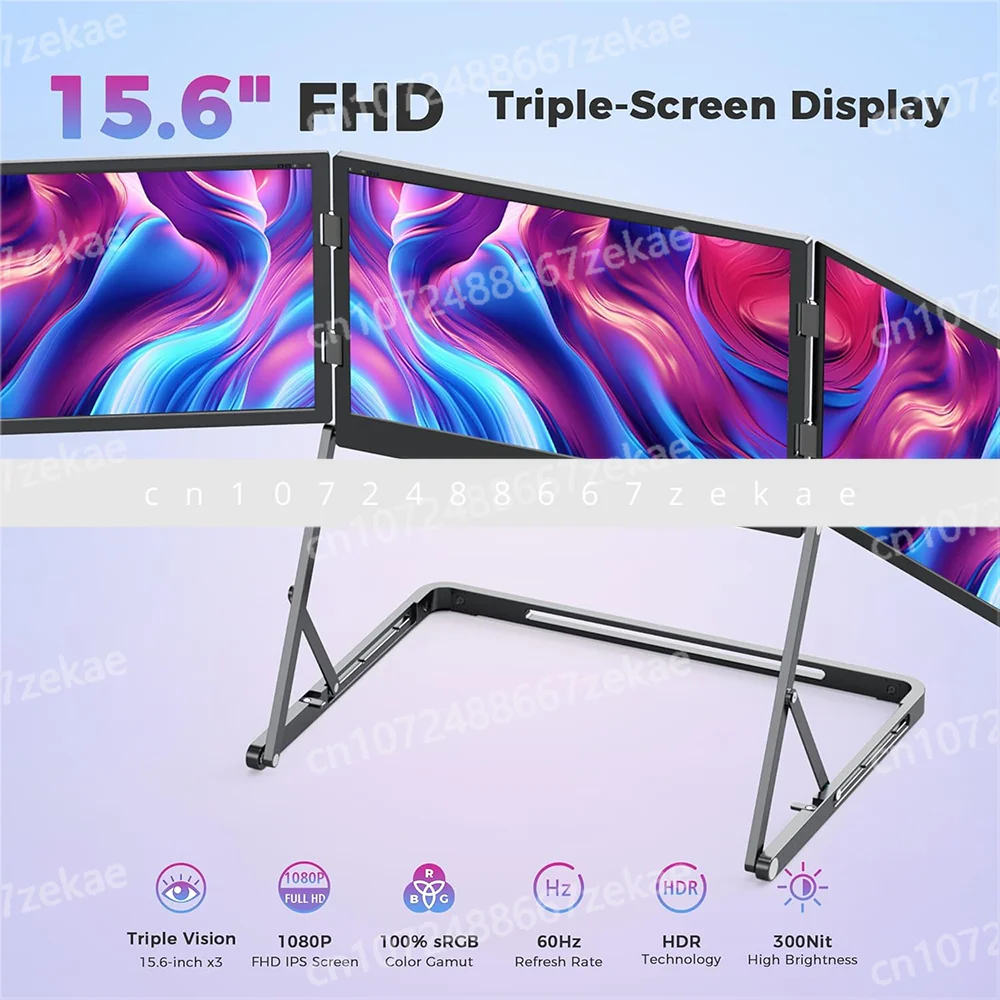 Triple 15.6 Inch  15.6 Inch Triple Portable Screen Monitor IPS LED 1080P FHD PortableTripleMonitor for Laptop