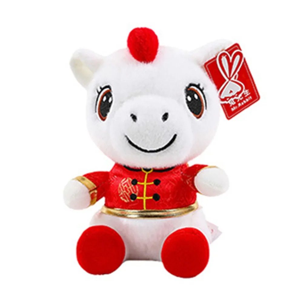 Divertente costume cinese 2026 Cavallo bianco carino cavallo farcito Kawaii Creativo Zodiaco Pony Figurina Capodanno cinese