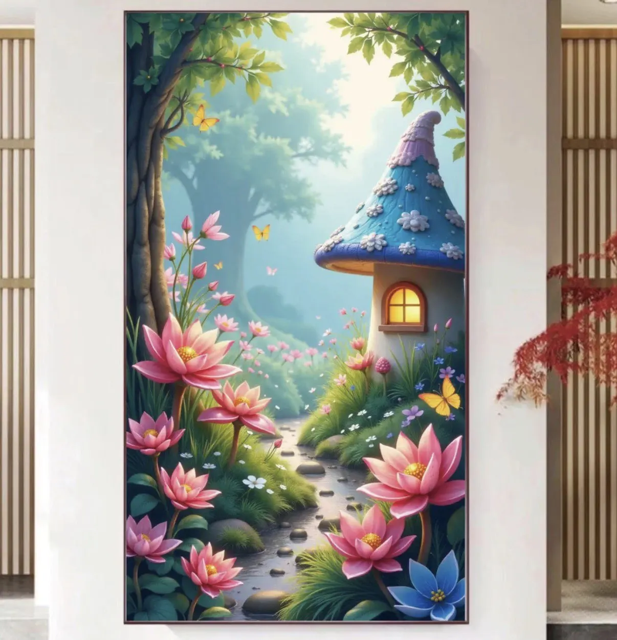 

9ct 75x140cm Mushroom House Embroidery DIY Printed Kits Cross Stitch Needlework Set Home Decor Crafts 35 Colors