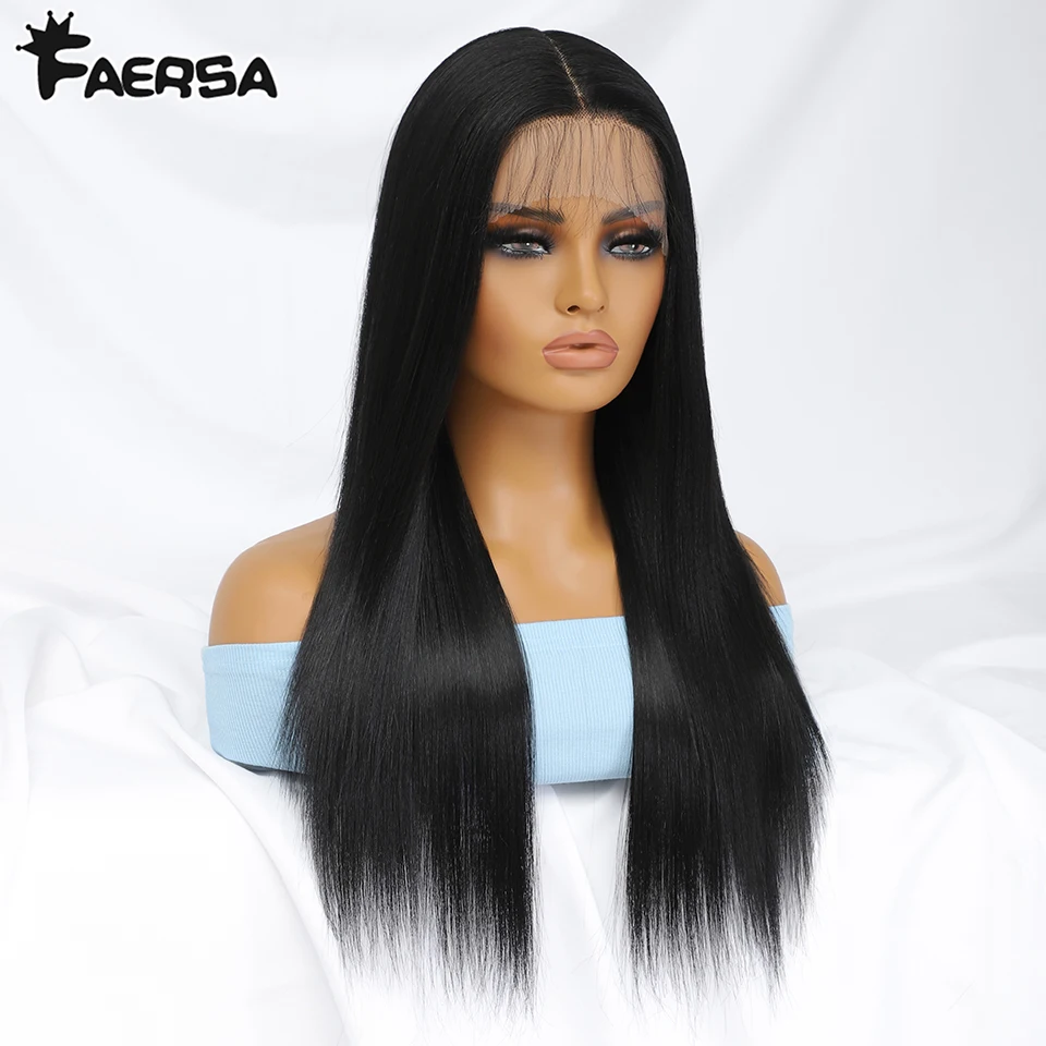 T-Part Synthetic Lace Front Wigs Long Straight Highlight 13X4X1 Female Lace Wig Ombre Blonde Heat Resistant Wig with Baby Hair