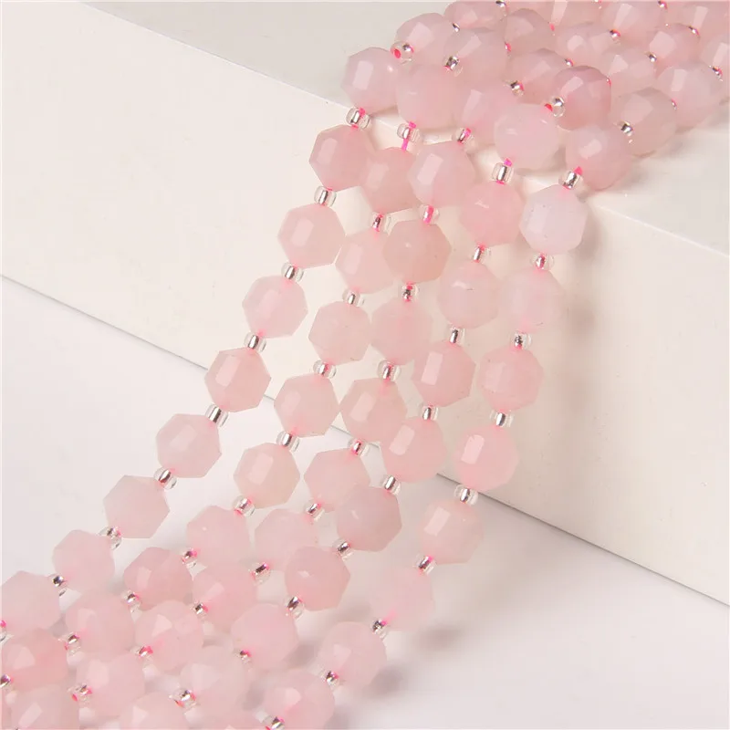 100% Natural Rose Quartzs Stone Beads Faceted Loose Stone Beads for Jewelry Making DIY Good-looking Handmade Bracelet