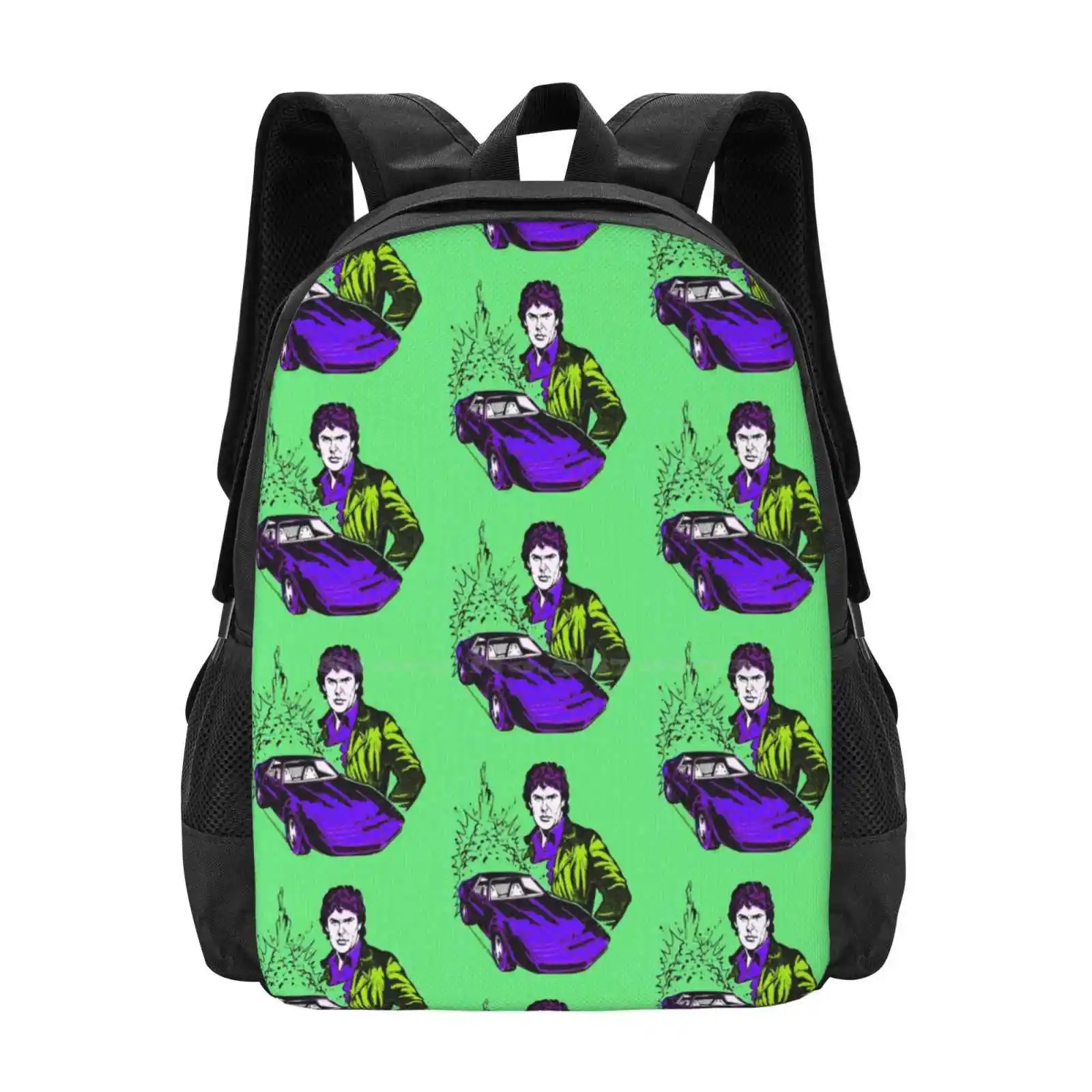 Knight Rider Hot Sale Schoolbag Backpack Fashion Bags Green Purple David Hasselhoff Baywatch Knight Rider Retro Vintage