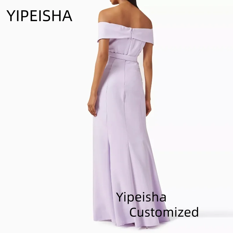 Maßgeschneidertes Saudi-Abendkleid mit seitlichem Schlitz, schulterfrei, mit Perlen verziert, Pailletten, U-Boot-Ausschnitt, Meerjungfrau-Partykleid, arabische Ballkleider