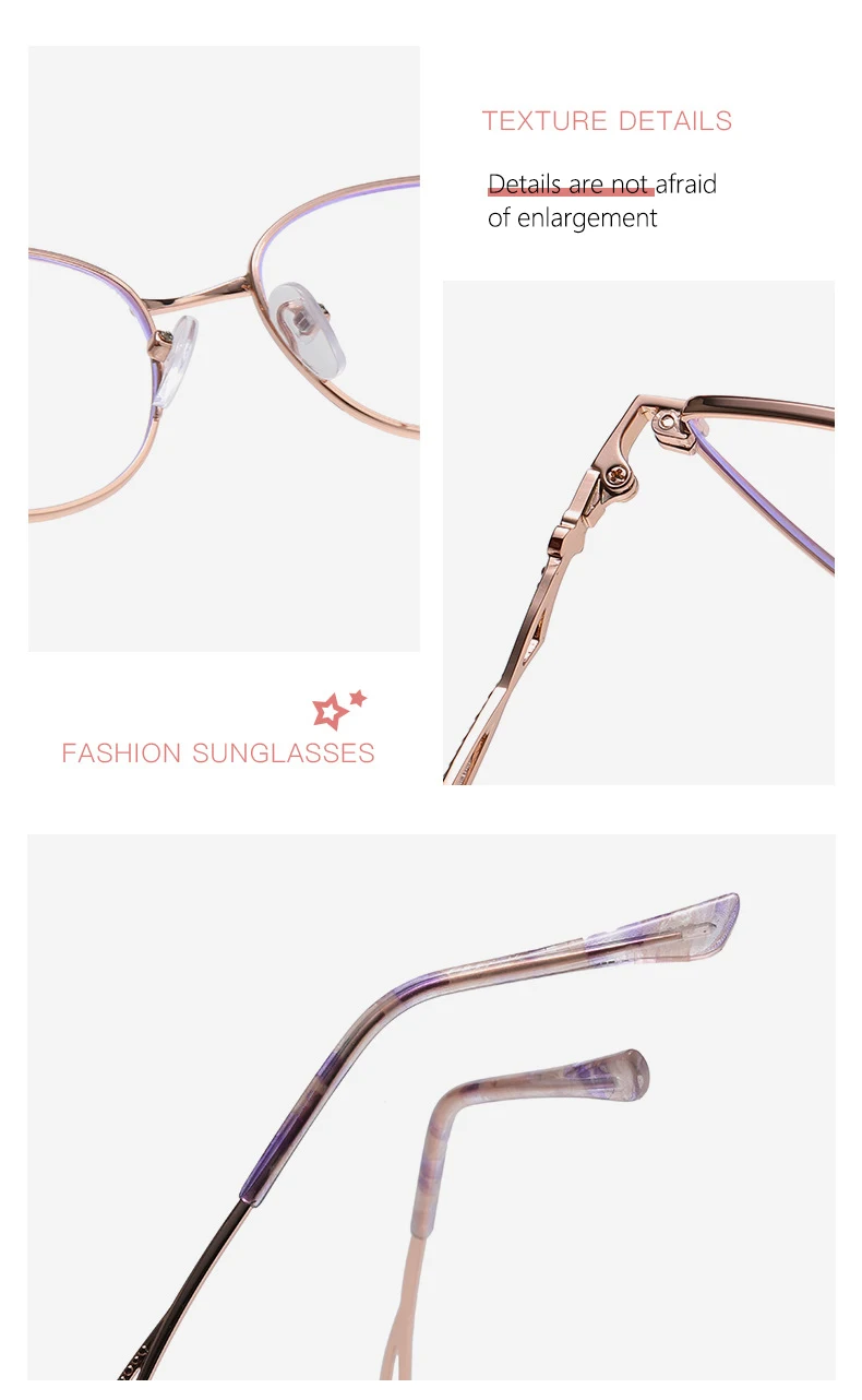 Modische Anti-Blaulicht-Lesebrille für Damen aus Metall mit hochauflösender Anzeige der jugendlichen Lesebrille 9792 – Detail 5