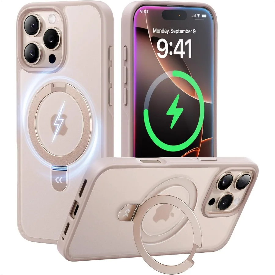 مصممة لحافظة iPhone 16 Pro مع حامل مغناطيسي غير مرئي [حماية من السقوط العسكري] [متوافق مع MagSafe] مقاوم للصدمات