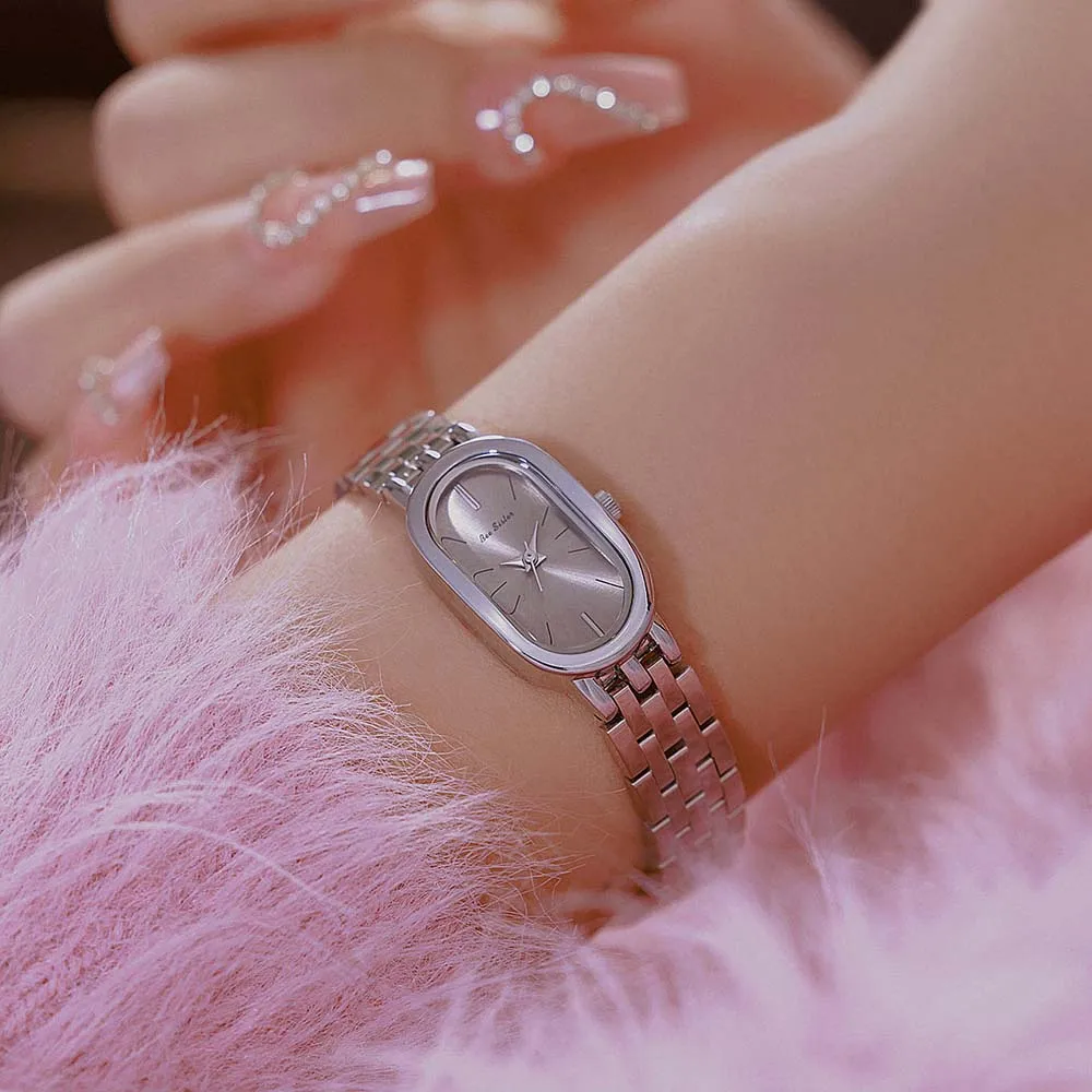 المرأة تيفاني الأزرق الهاتفي ووتش الفاخرة الفولاذ المقاوم للصدأ سوار كوارتز ساعة اليد أزياء بسيطة أنيقة السيدات على مدار الساعة هدية جديدة