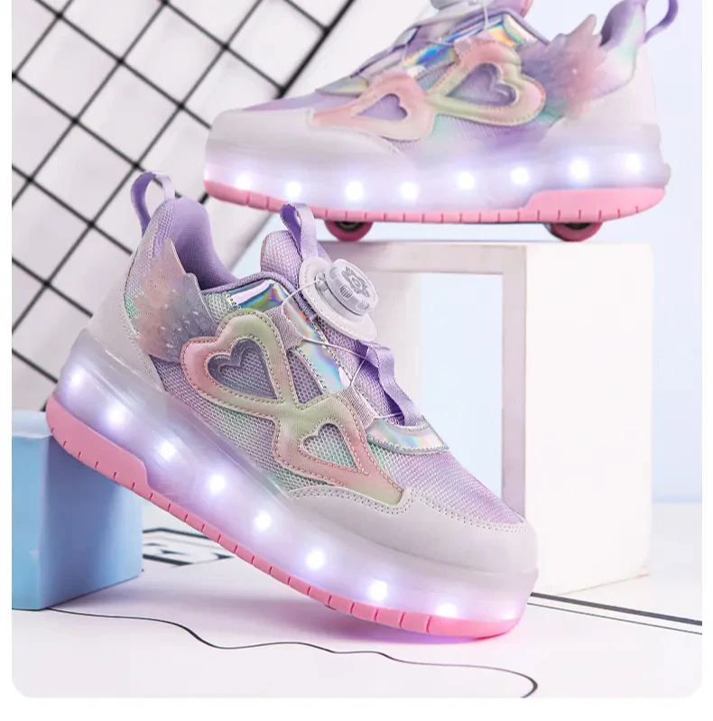 Children's roller Skates Fashion Outdoor sneakers 2024 new cute girls LED light rampage shoes Children's sneakers Christmas gift