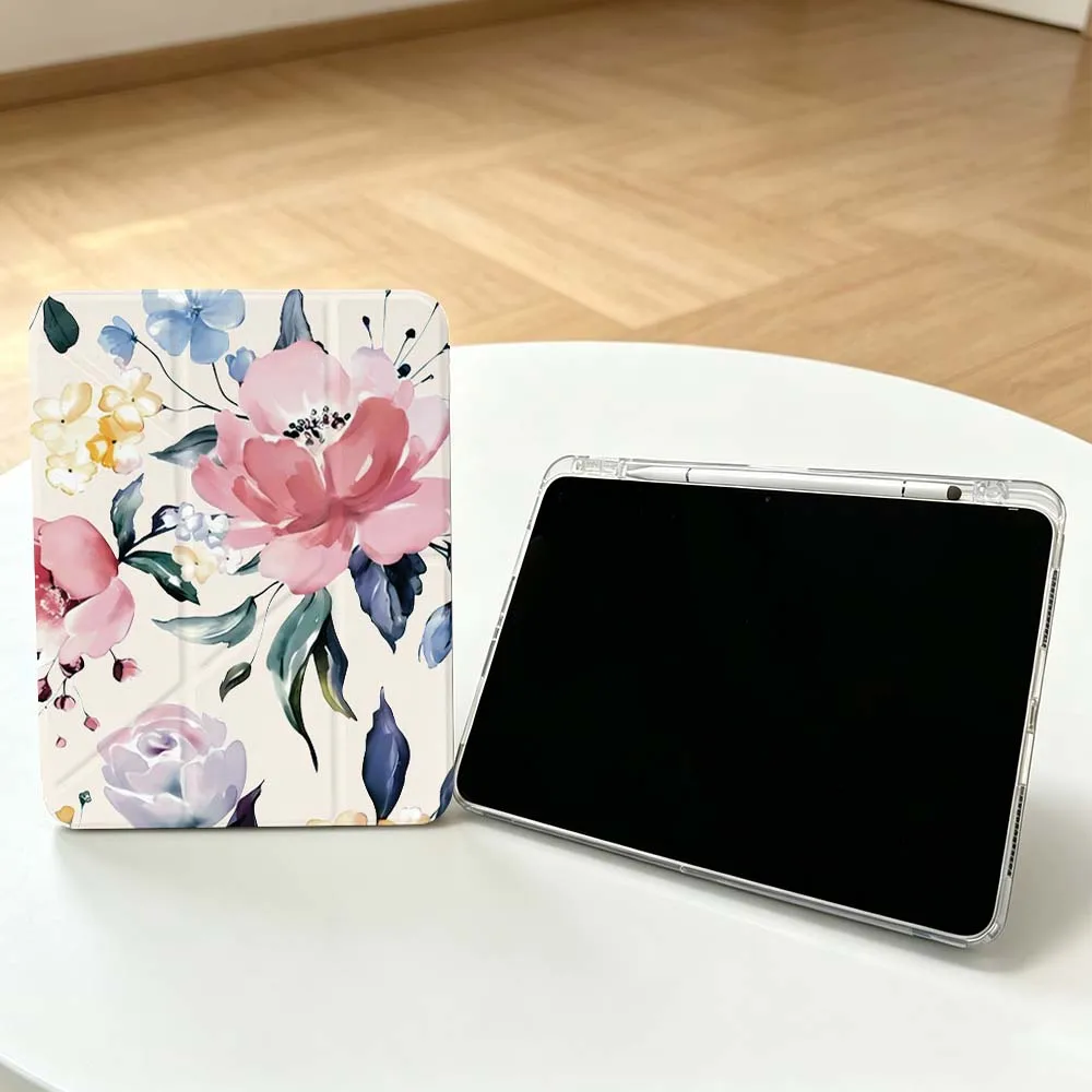 Watercolor Floral Pattern For Apple iPad Air A16 4 12th 11th 10th 7th 11 12.9 13 10.5 inch Gen 3Y Tablet Case Soft