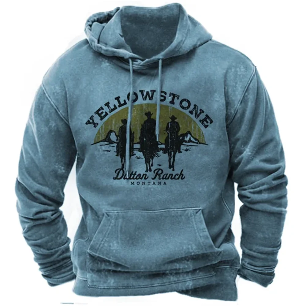 New Hoodies Sweatshirt Men\'s Hoodie 3D Cowboy Printed Pullover Oversized Men’s Tops Male Yellowstone Loose Vintage Clothes Hot