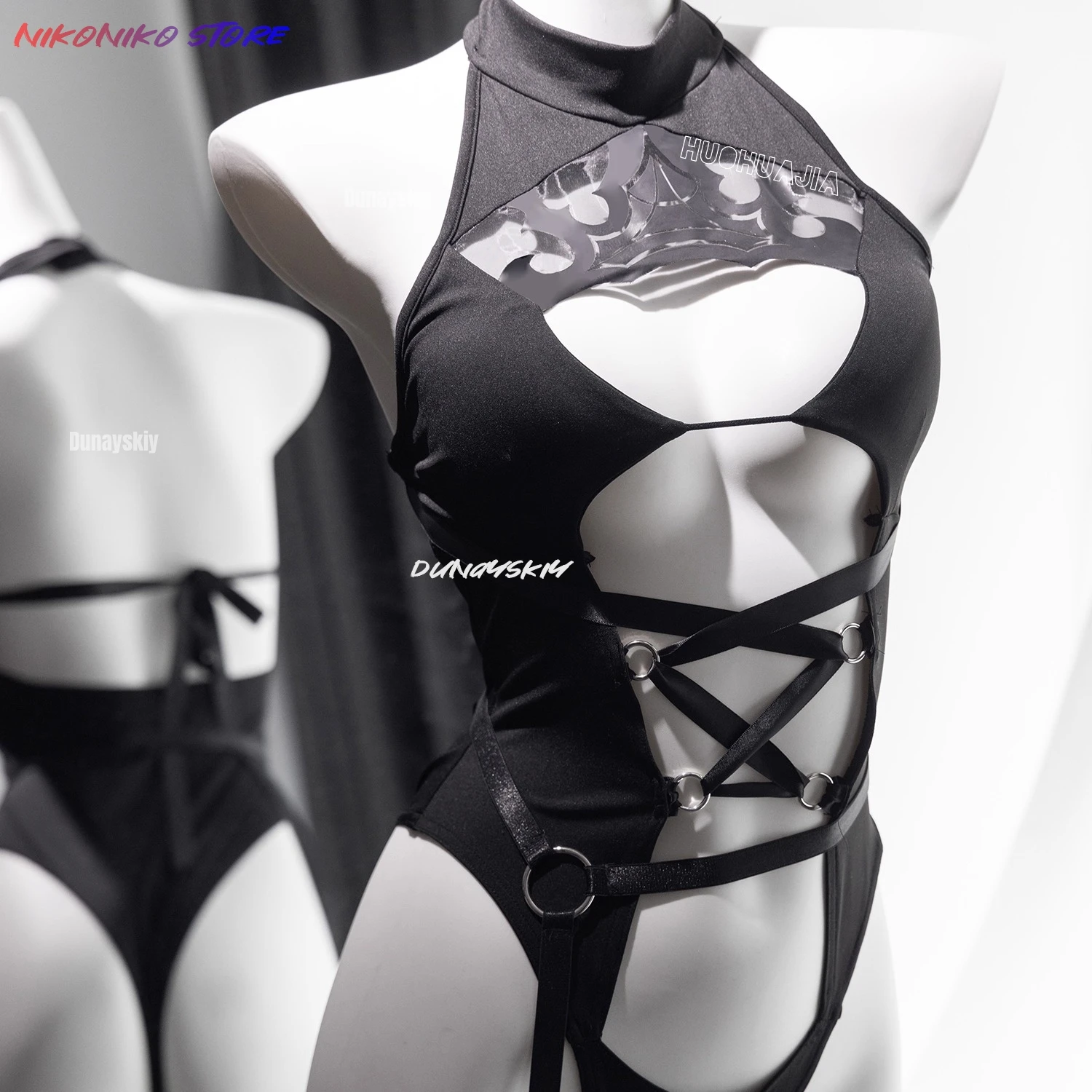 Nier Automata 2B ملابس السباحة 2b فستان NIKKE YoRHa 2B تأثيري حلي للنساء هالوين شيونغسام مثير الملابس الداخلية عيد الميلاد ازياء