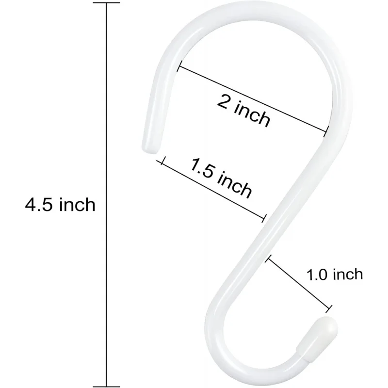 24 Ganci a S bianchi da 4-1/2 pollici appesi, ganci a S grandi rivestiti in vinile resistenti, armadio con rivestimento in gomma metallica in acciaio Ro