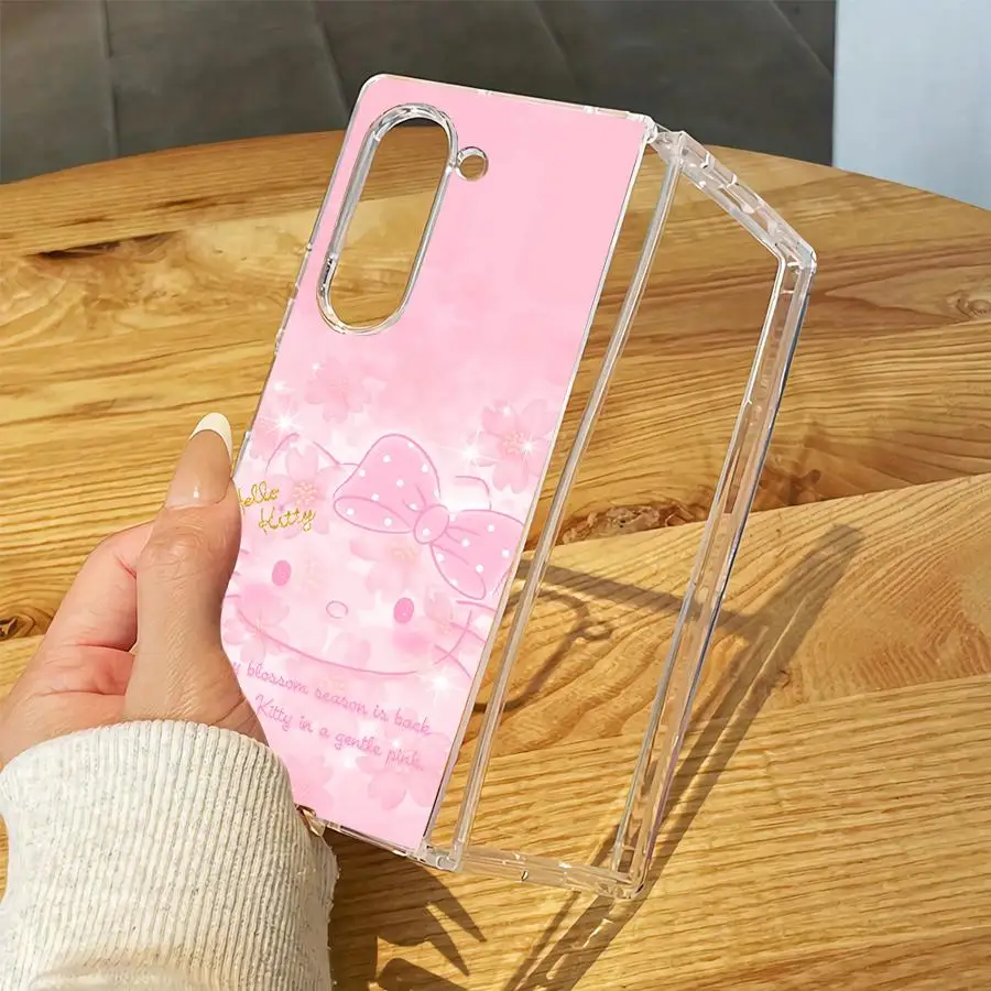 Sanrio Cute Hello Kitty Pink Case for Samsung Galaxy Z Fold 8 Ultra Z Fold 7 6 5 4 3 ZFold8Ultra Z Flip 6 5 4 3 Transparent Soft - view 2