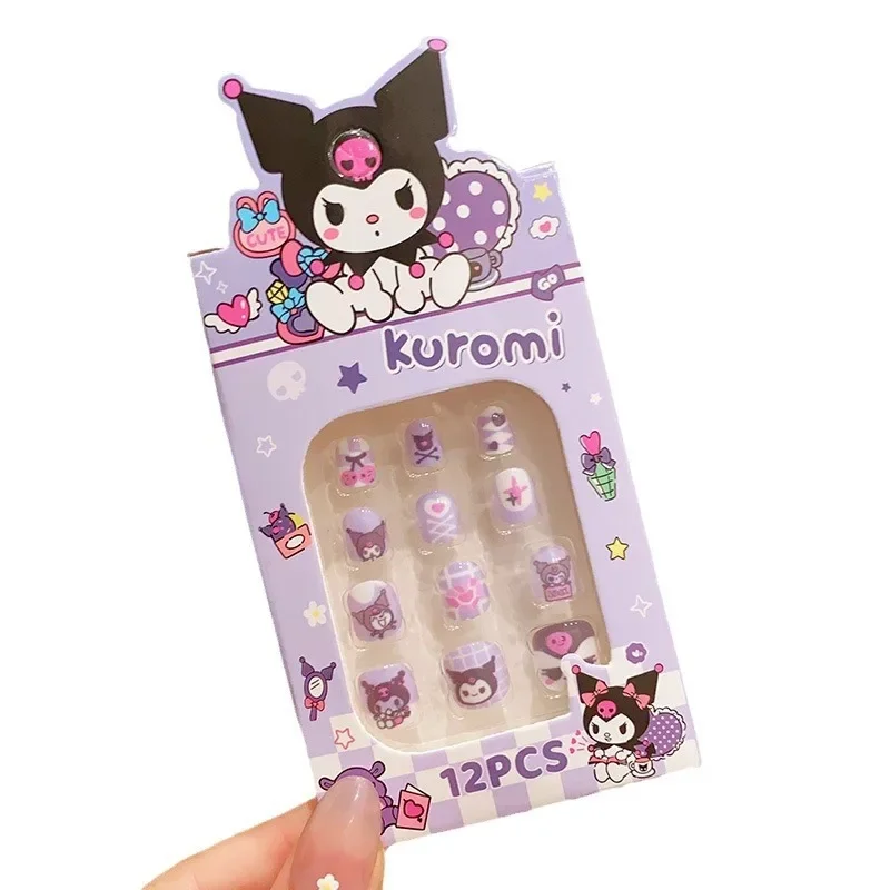 Autocollants d'ongles détachables pour enfants, Sanrios Mininstants Anime, Kuromi My Melody, Kawaii Ins, accessoires portant une armure, cadeaux de vacances