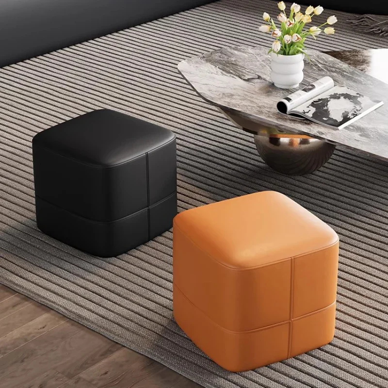 

Microfiber Leather Shoe Changing Stool Sofa Living Room Small Square Fitting Room Dressing Stool Foot Pedal Shop Room Furniture