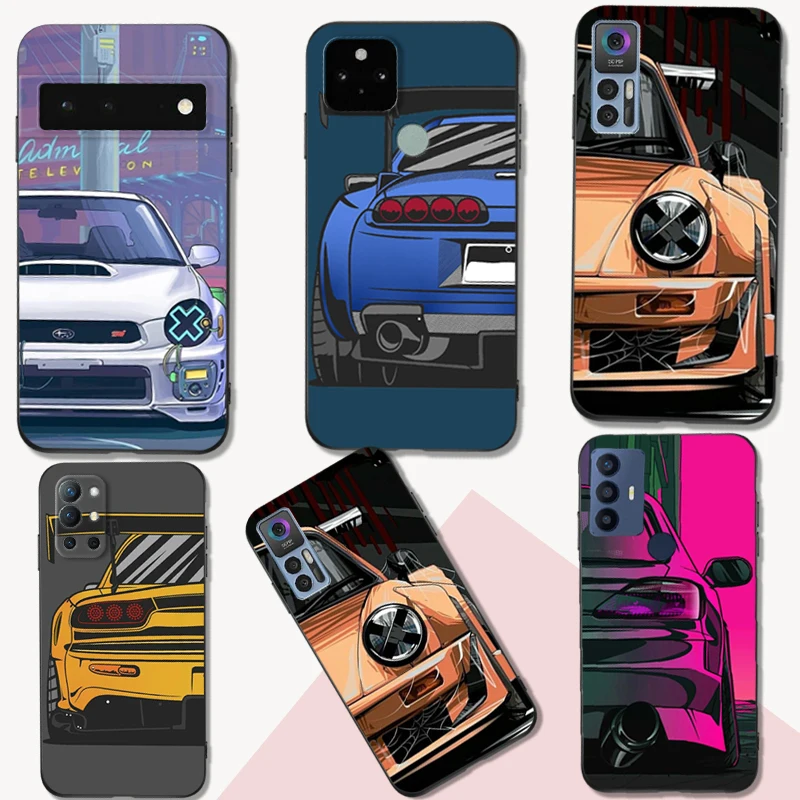 Black Tpu Case For ZTE blade A3 A5 A7 2019 2020 A31 A51 A71 A7S V2020 L210 L8 smart vita 2022 v30 Japan JDM Sports Car