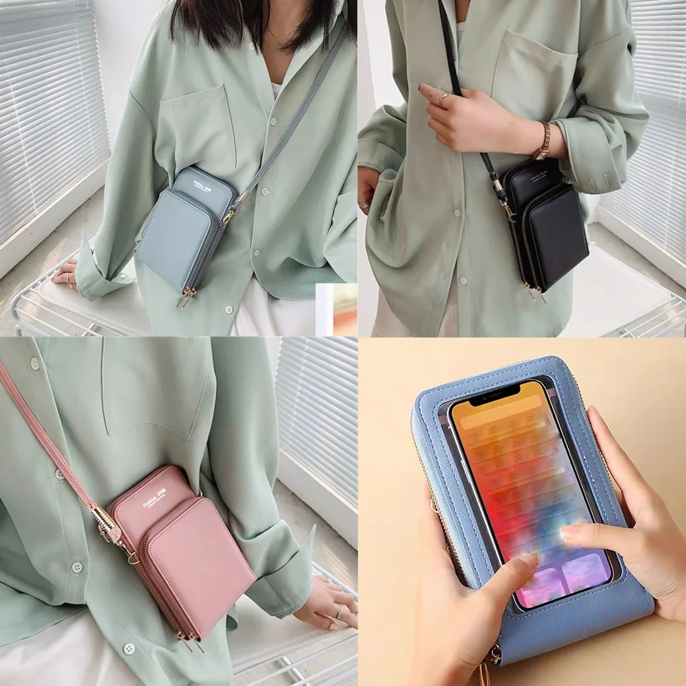 Women Crossbody Mobile Phone Bag Universal for Apple Xiaomi Cover Cell Case Touch Screen Leather Wallets Shoulder Bags Handbags