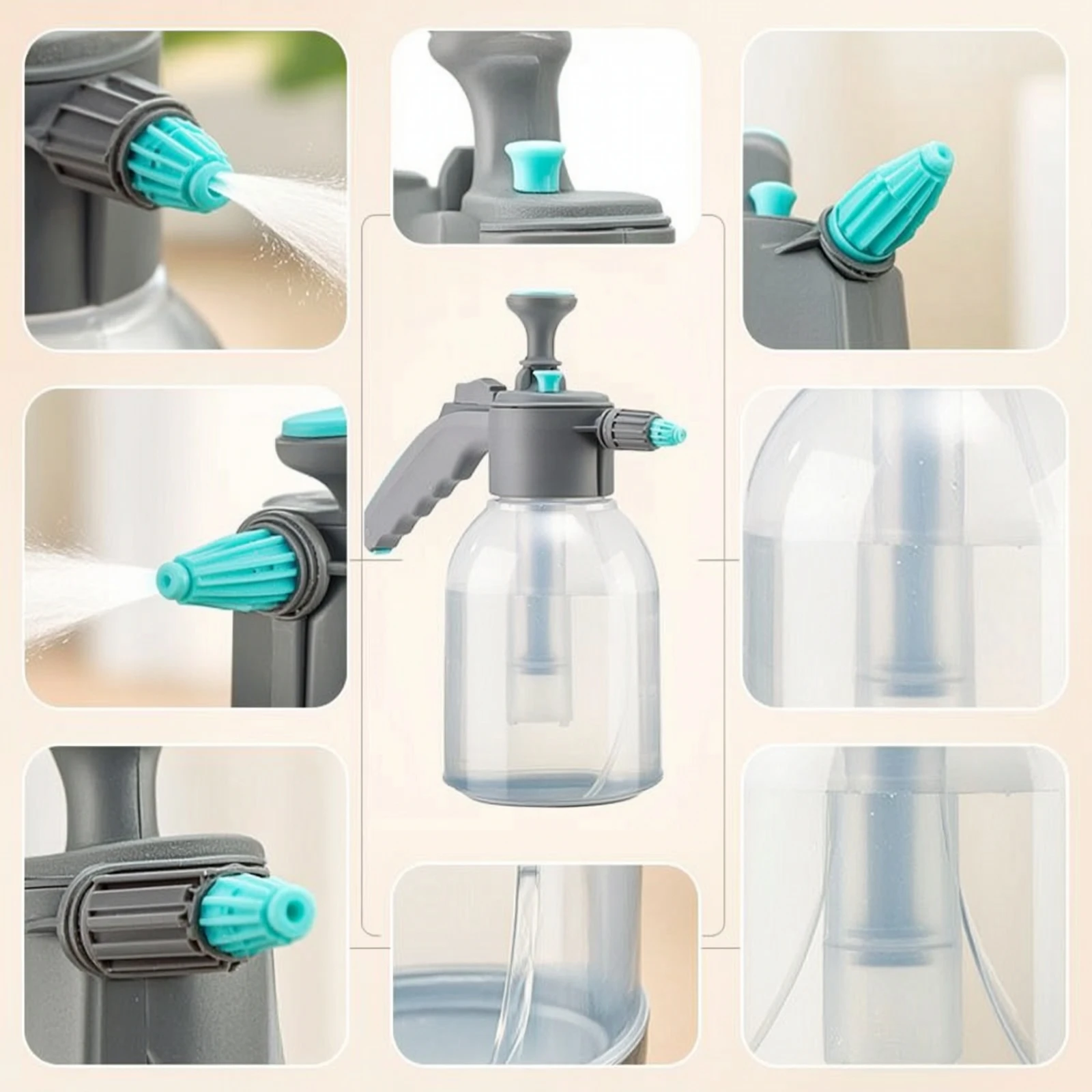 Pressure Sprayer with Adjustable Nozzle Transparent Handheld Pump Sprayer Spray Bottle with Nozzle Comfortable Grip