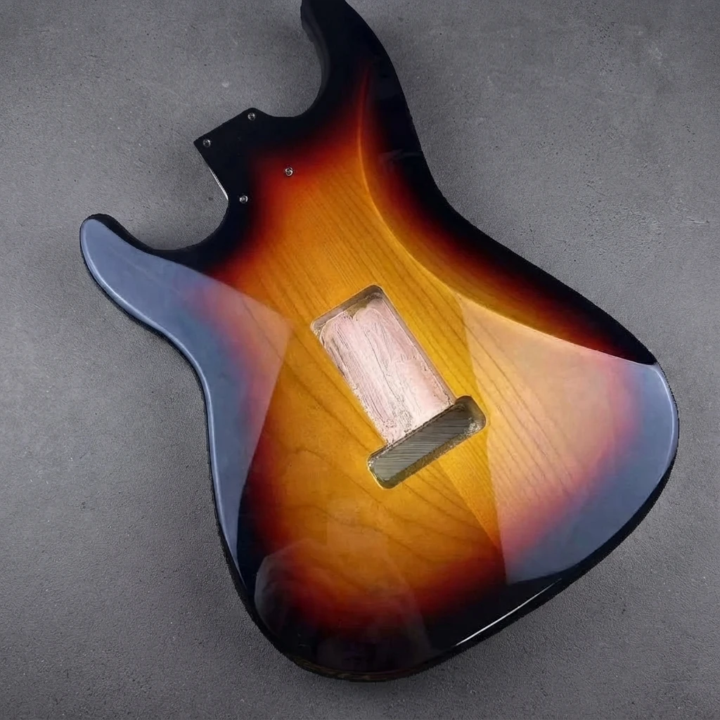 DIY Custom ST Guitar Body, Sunburst Gloss, Black Binding, Pre-Routed Cavities, Standard Neck Pocket, Blank Replacement Part