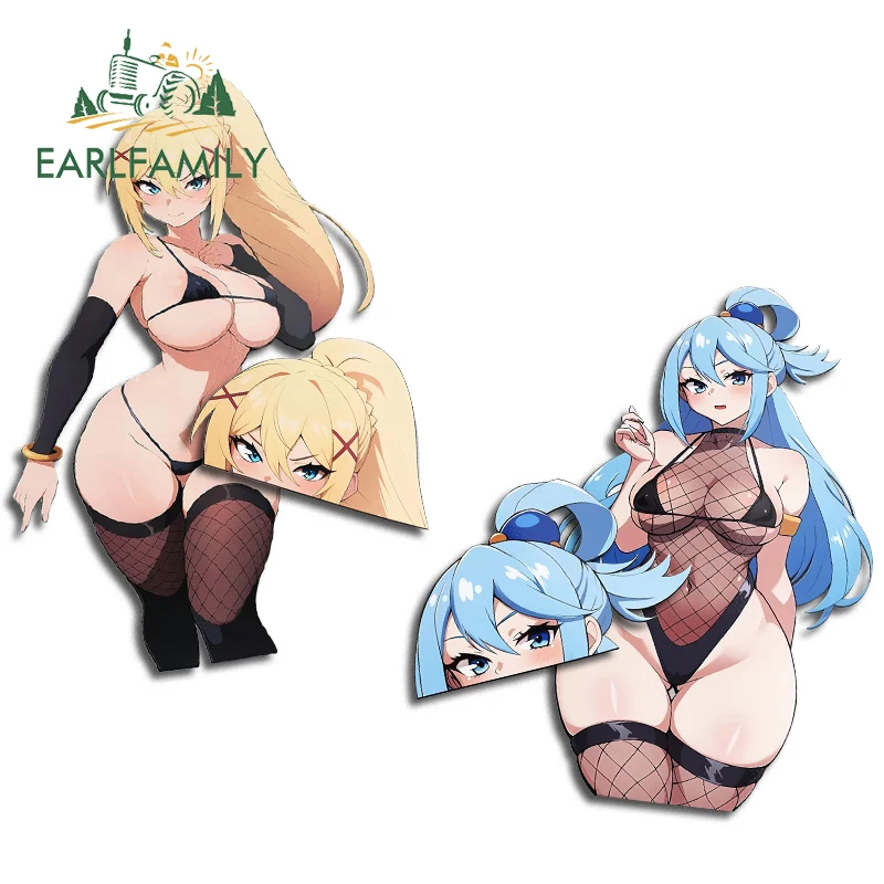

EARLFAMILY 13cm Auqa Darkness Sexy Peek Car Stickers Waterproof Creative PVC Decals Car Door Protector Racing Accessories